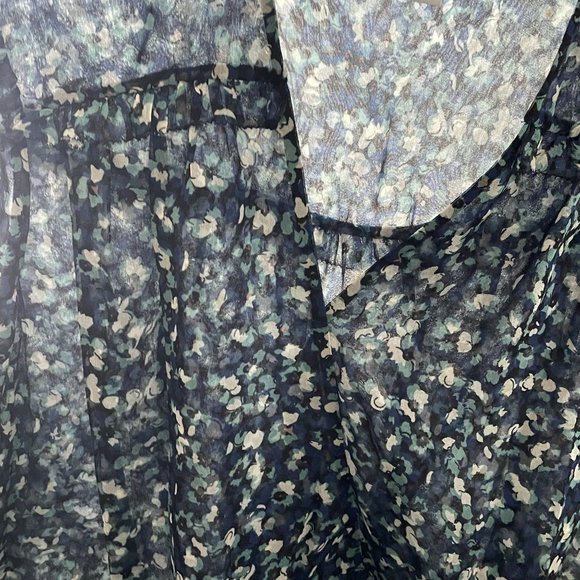 Veronica Beard Dress Anjali Ruched Blue Floral Print Silk Mini Length Womens 14 - Picture 13 of 14